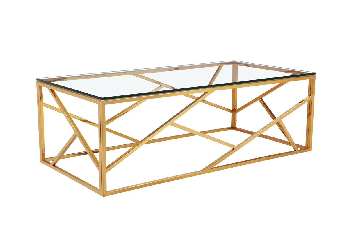 Стол журнальный розр.стекло/золото   (60*120*40см)