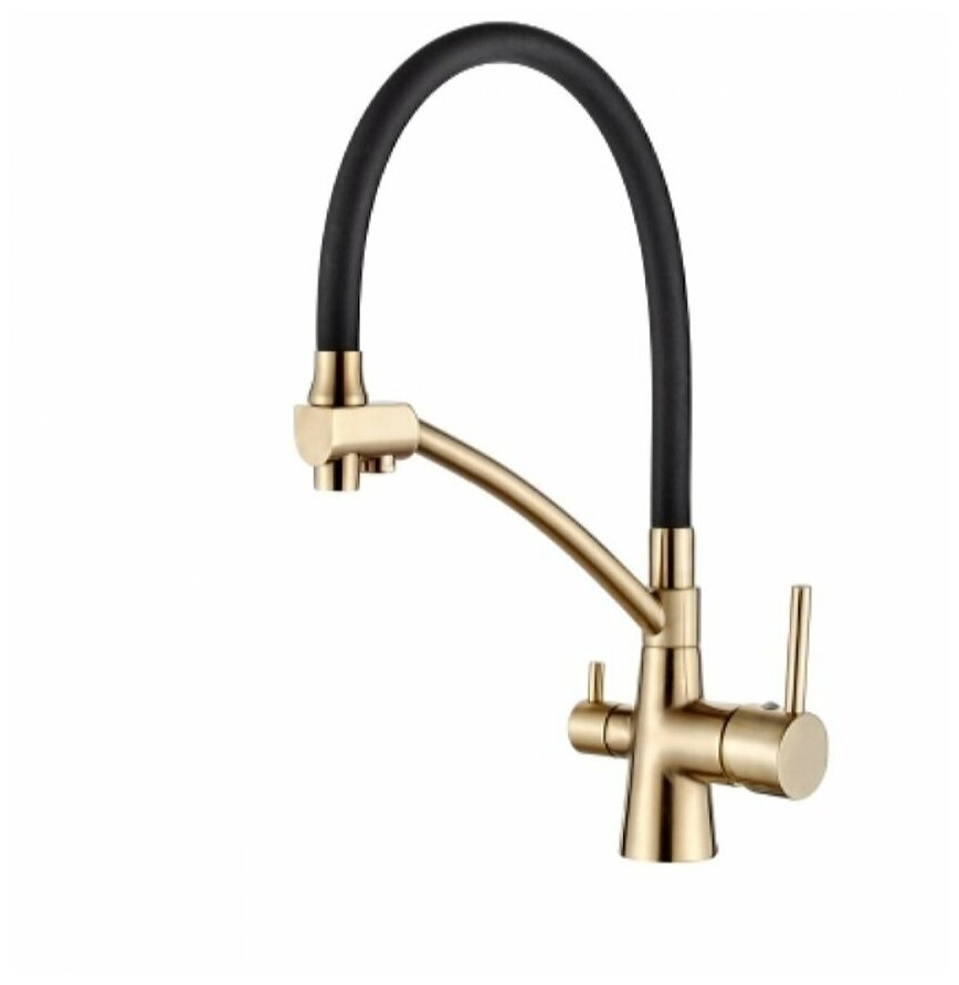 LEDEME   смеситель д\кухни  L 4855 Y -2  чёрный+золот. сатин   /10 