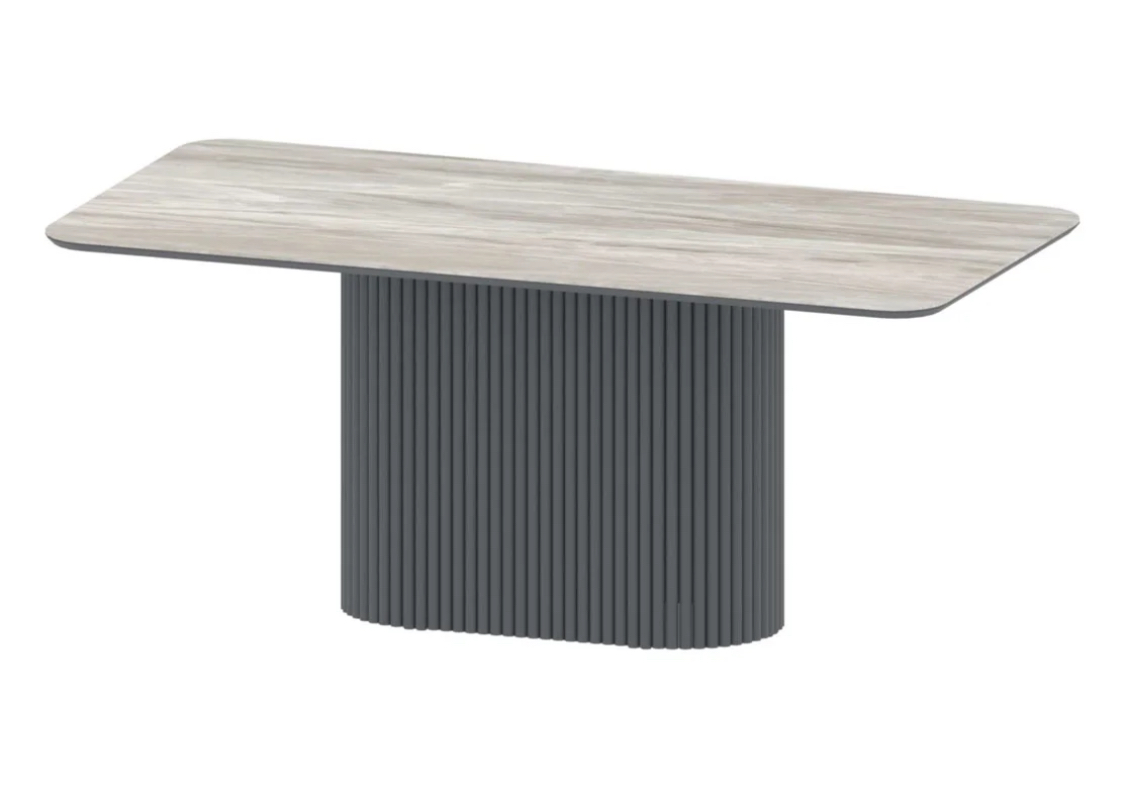 Стол АЛЬЕРА керам.(1800/905) Бредская скала,МДФ черн.матовый (колонна 30, 1 и 2 часть чер.мат)