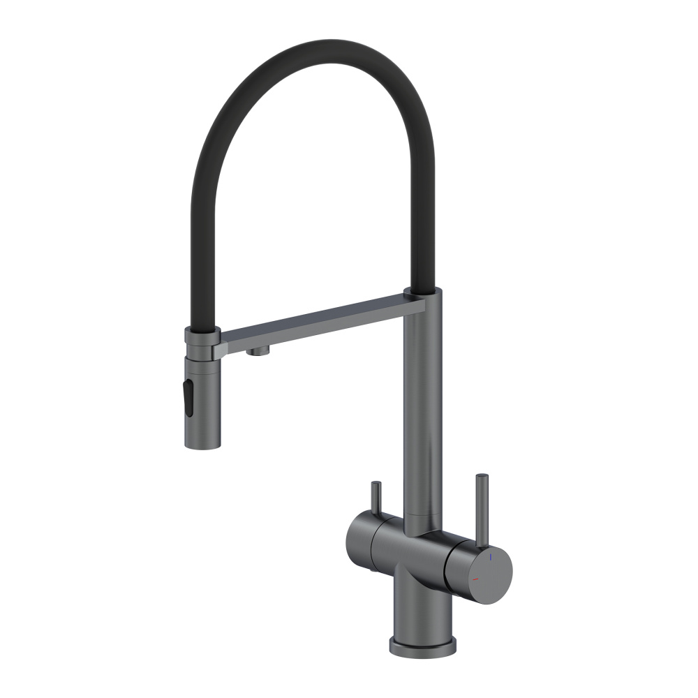 LEDEME   смеситель д\кухни  K 14390D-2  оружейная сталь   /8  