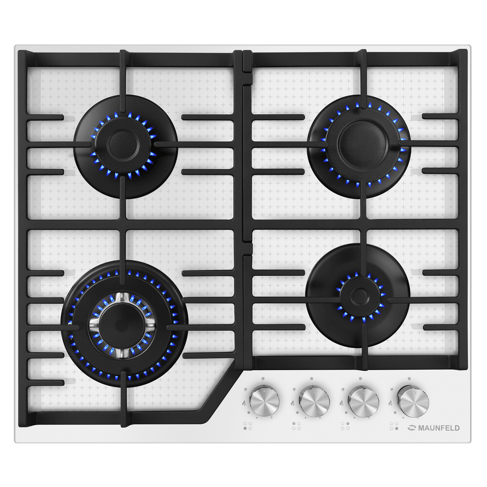 MAUNFELD  варочная панель газовая     EGHG  64.73 CW/G       стекло,чугун, экспр, бел.