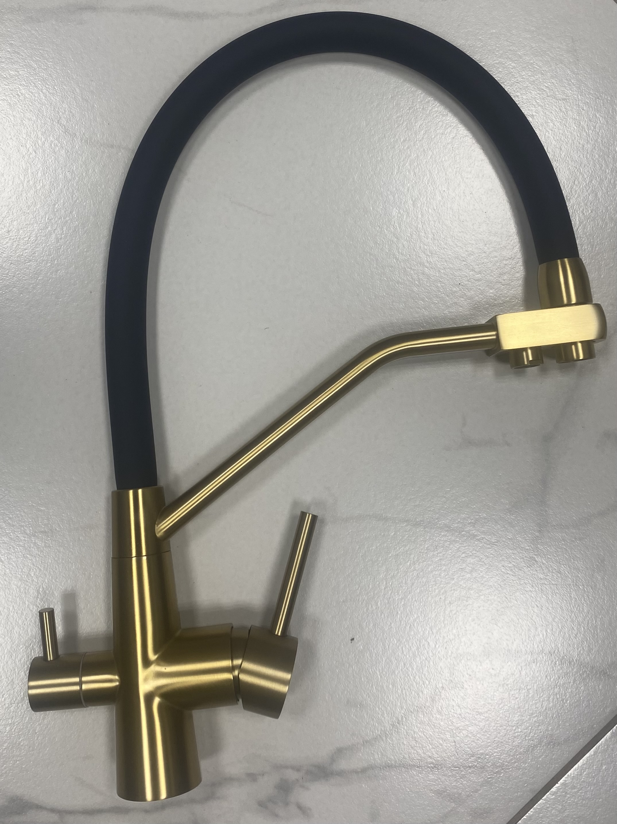 FABIA-Lux   смеситель для кухни FL 2   бронза/черн.шланг + фильтр   