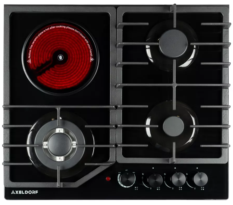 AXELDORF  варочная панель комби. метал. GH-0604-2 BLACK LUXE   черн/черн, 3+1 