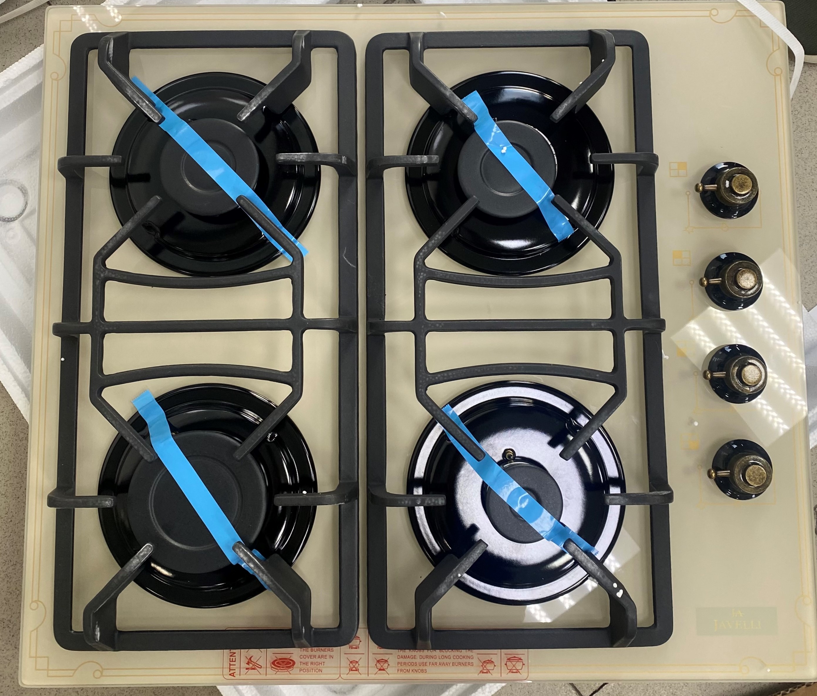 JAVELLI варочная панель     ST 640 С  стекло,беж./брнз,ручки сбоку  _