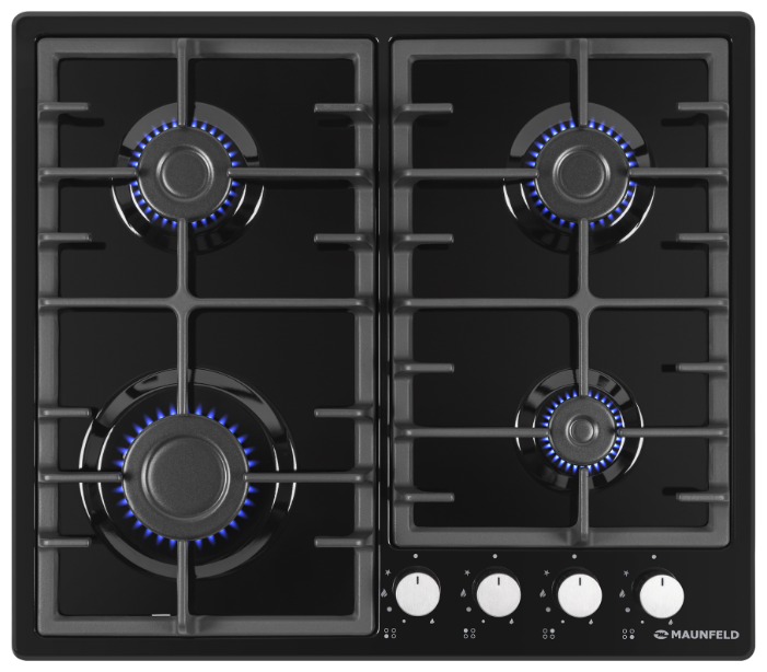 MAUNFELD  варочная панель газовая     EGHE  64.3 CB/G       чугун, чёрн-серебр. _