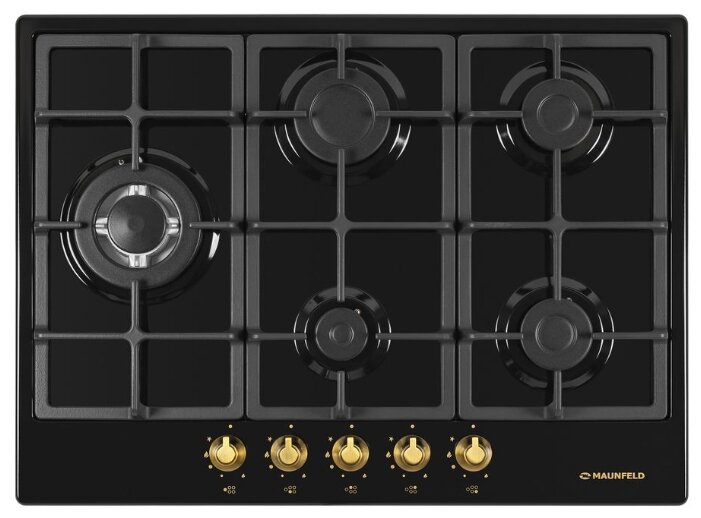 MAUNFELD  варочная панель газовая 70см     EGHE  75.33  CB. R/G   черная РУСТИК   _