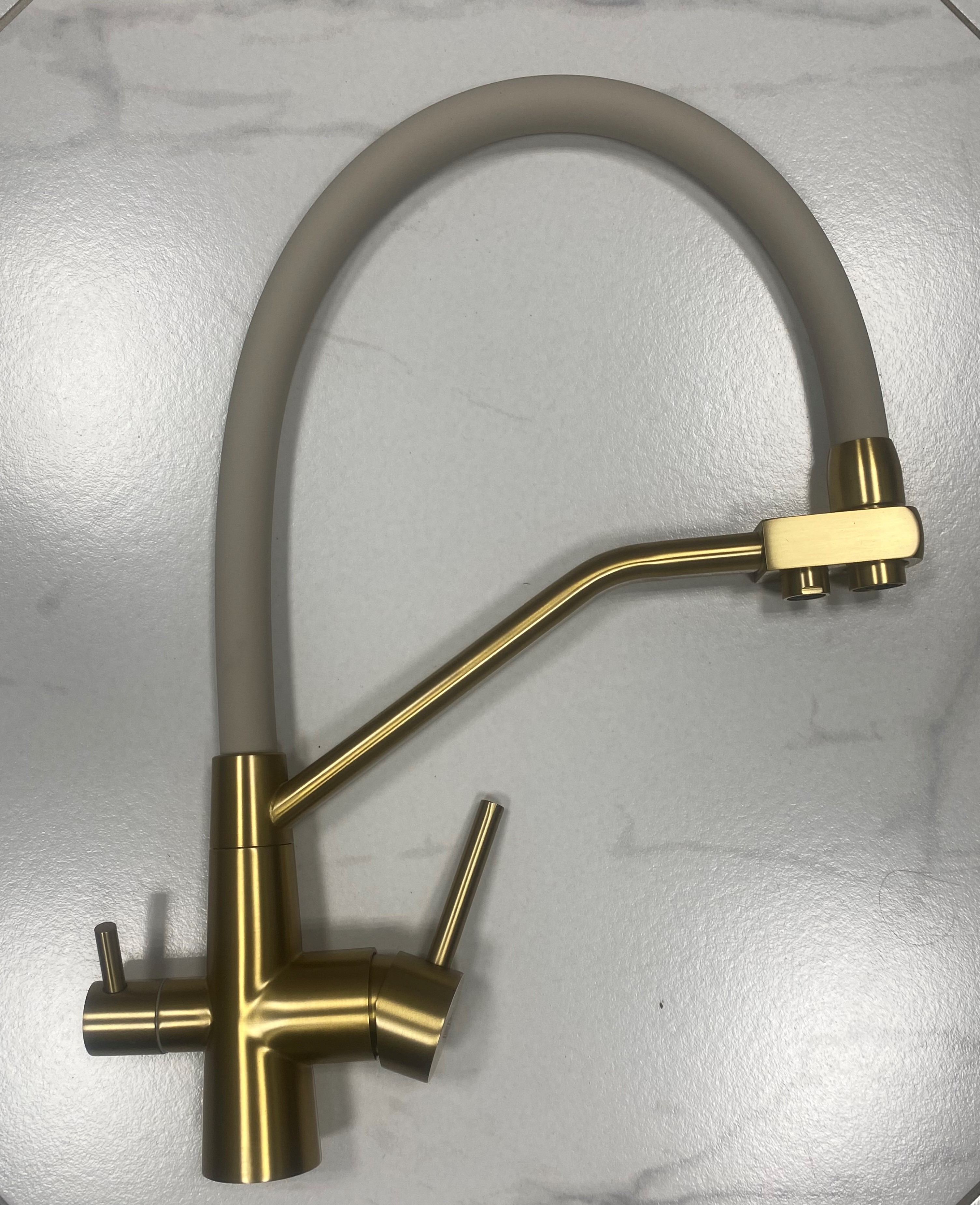 FABIA-Lux   смеситель для кухни FL 6   бронза/беж.шланг + фильтр   