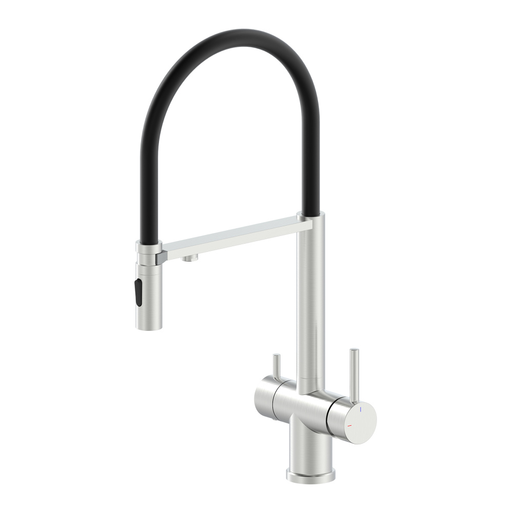 LEDEME   смеситель д\кухни  K 14390А-2  сатин+ черн.   /8   