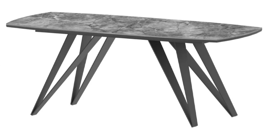 Стол ДИАМОНД керам.(2000/905) молочный мрам.,МДФ белый матовый (опора 66 1-2 части, золото)