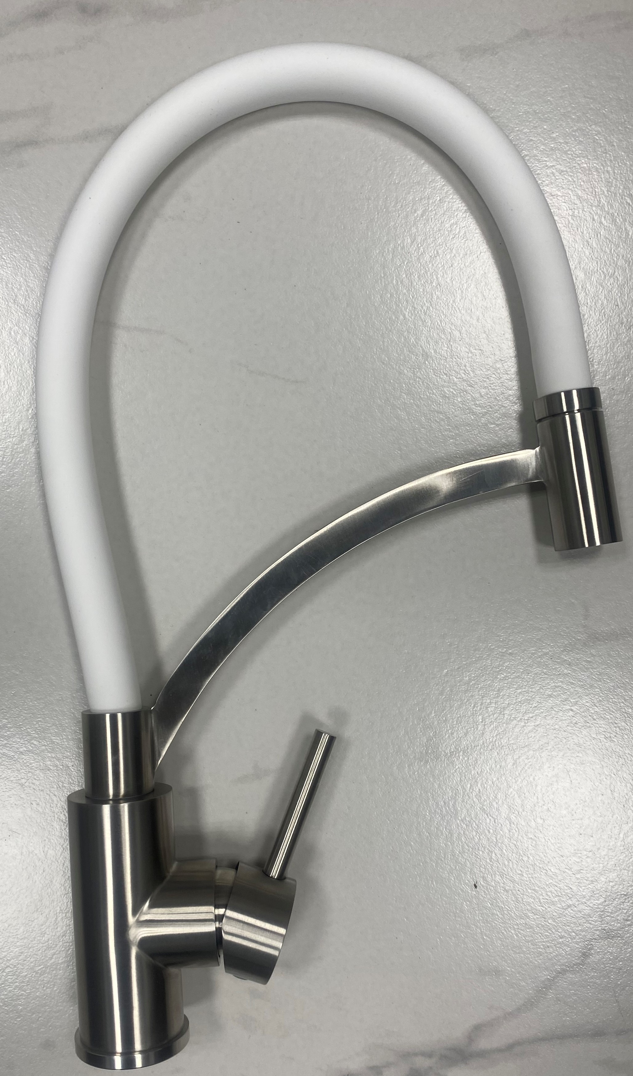 FABIA-Lux   смеситель для кухни FL 7   сатин/бел.шланг   