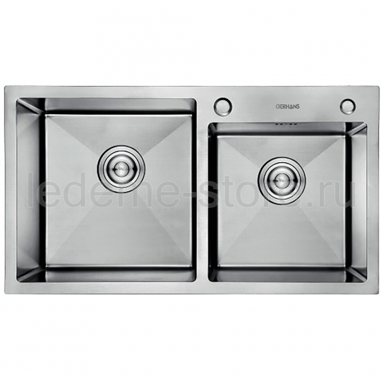 LEDEME  кухонна мойка  RK 37843 S  (780*430)   сатин, двойная   /3