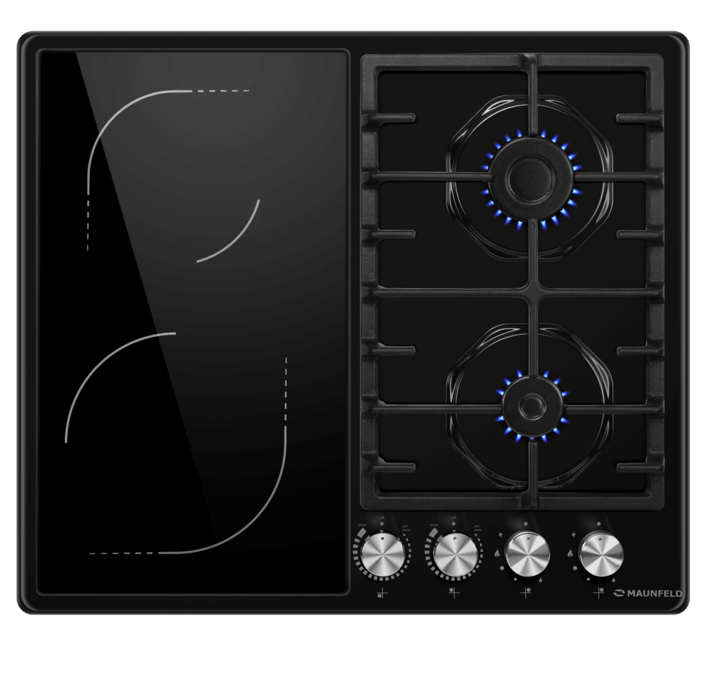 MAUNFELD  варочная панель комбинированная    EEHE  642 VC.3 CB/KG   черн.,стекло,2+2
