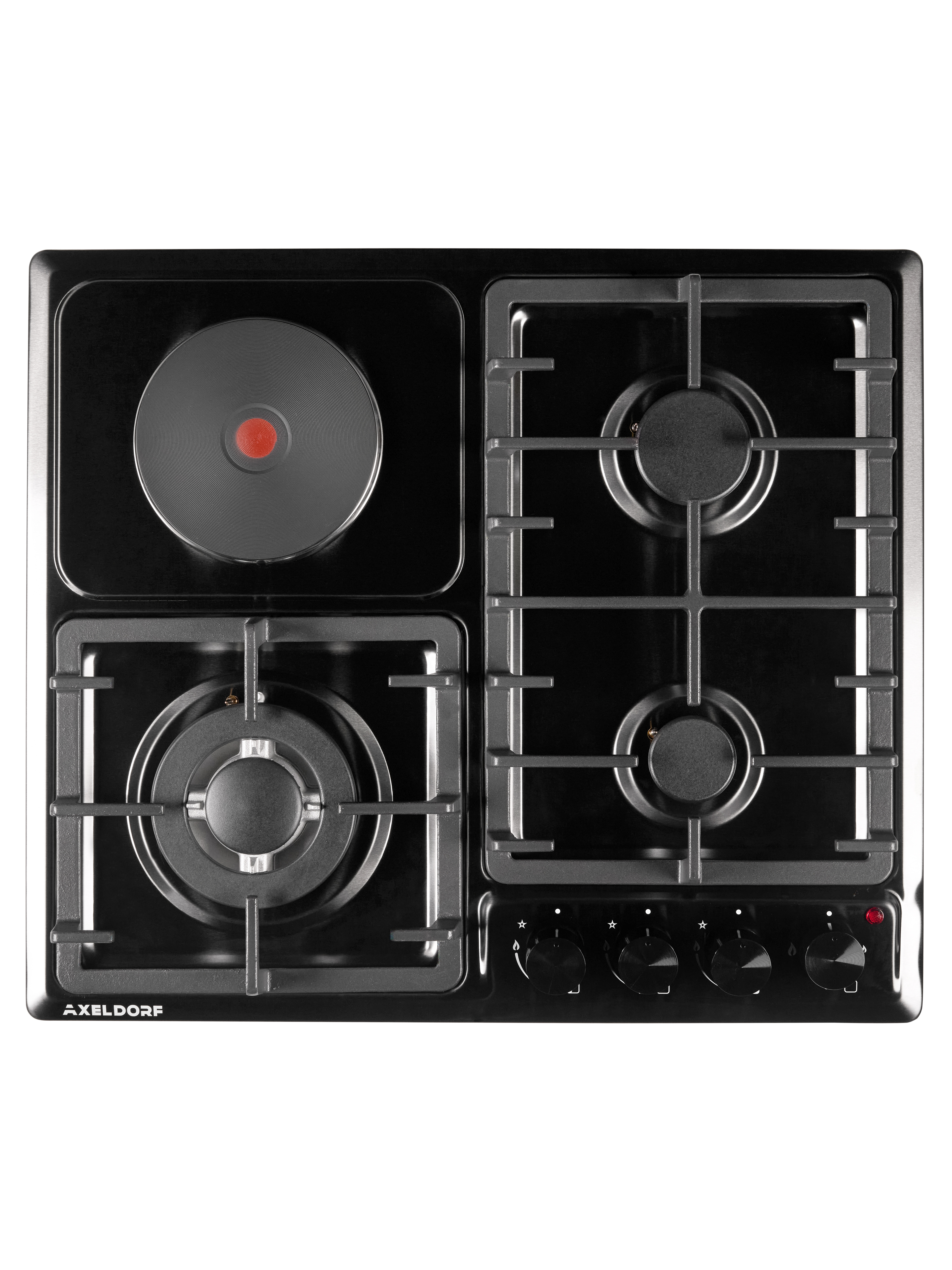 AXELDORF  варочная панель комби. GH-0608-4 BLACK INOX LUXE   черная/черн.,3+1