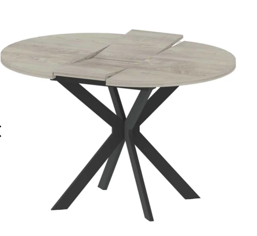 Стол СЕНТЕН стекло (900х900/1200) стекло черное,МДФ черный мат.,каркас черный мат (опора 43 чер.мат)