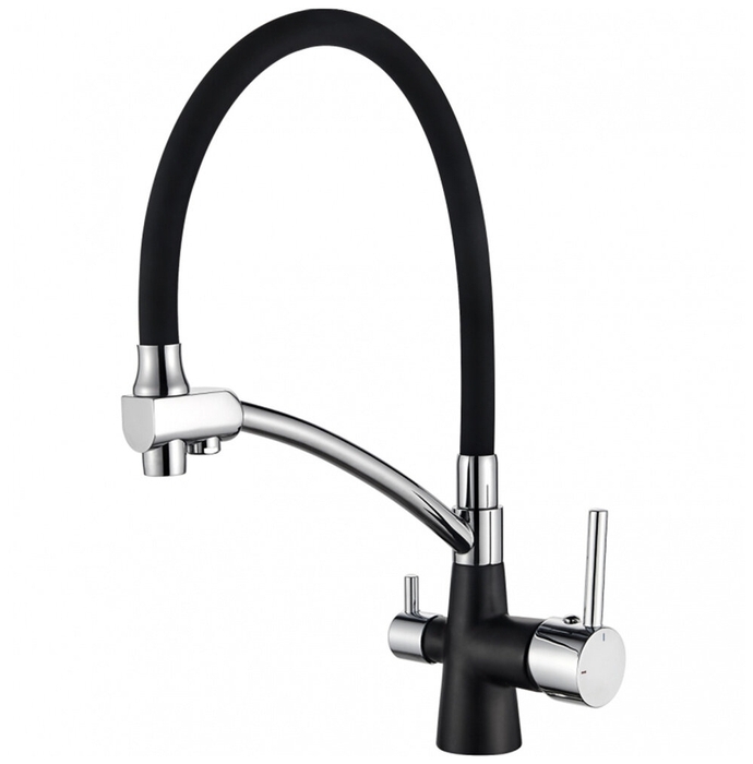 LEDEME   смеситель д\кухни  L 4855 B -2  чёрный+чёрный   /10    