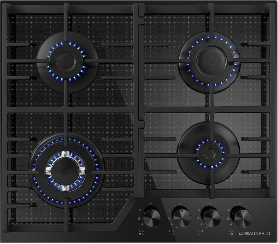MAUNFELD  варочная панель газовая     EGHG  64.73 CB2/G    сткл,экс., чёрн-чёрн